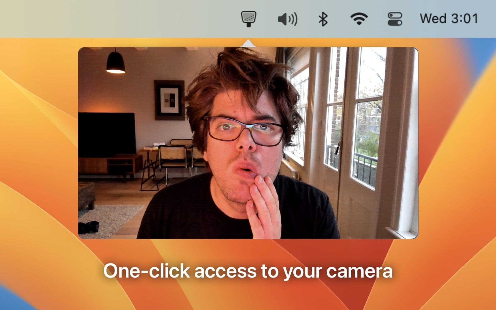 Image presenting preview of the HandMirror MacOS app