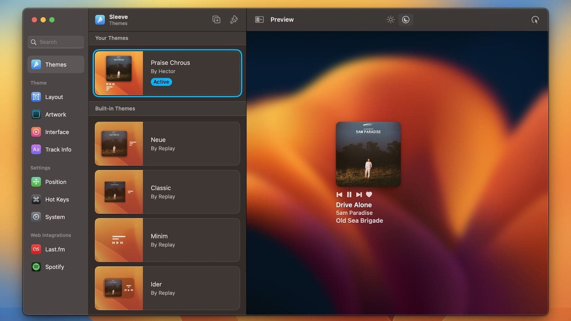 Image presenting preview of the Sleeve 2 MacOS app