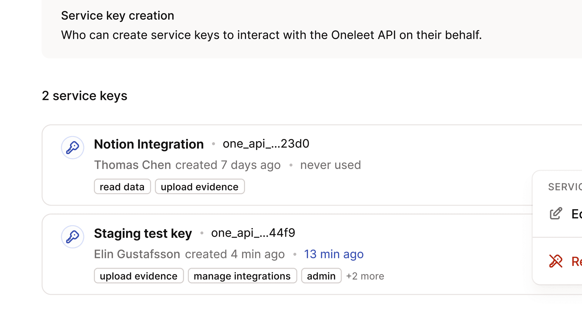 API Key Management Interface
