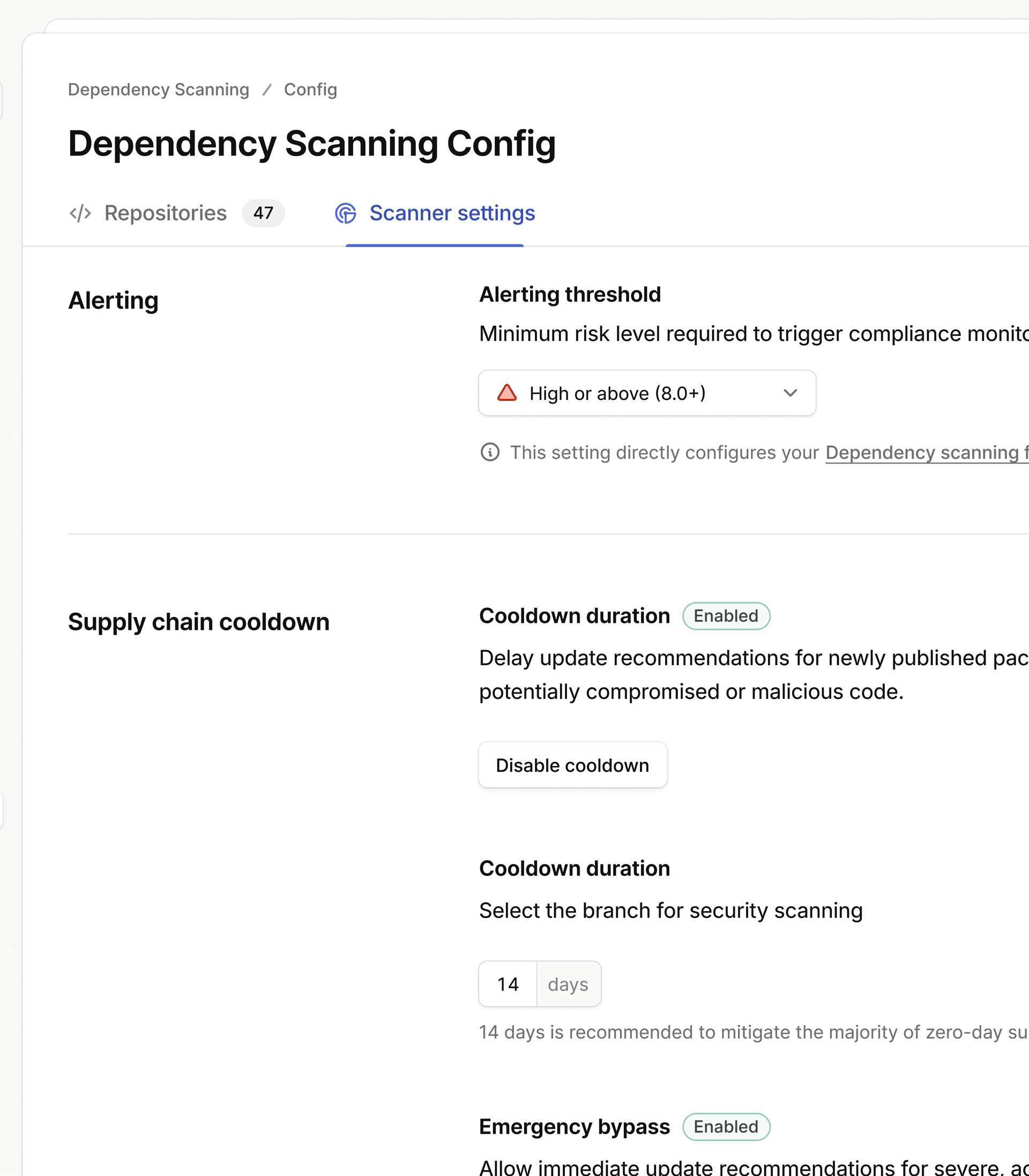 Dependency Scanning Configuration Settings