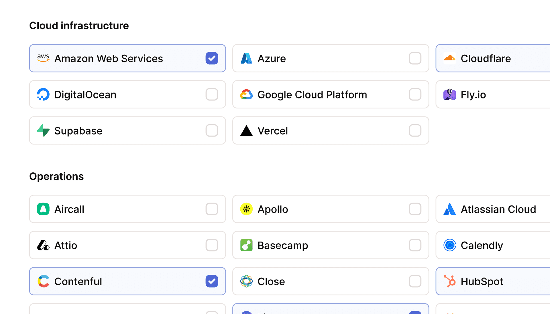 Cloud Services Multi-Select Grid Component